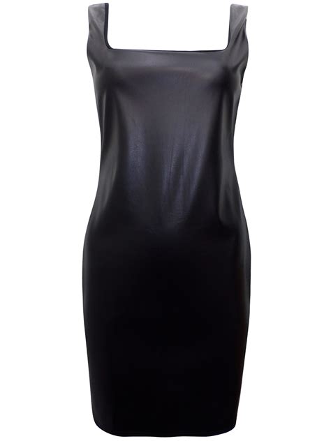 Missguided Missguided Black Faux Leather Bodycon Dress Size To