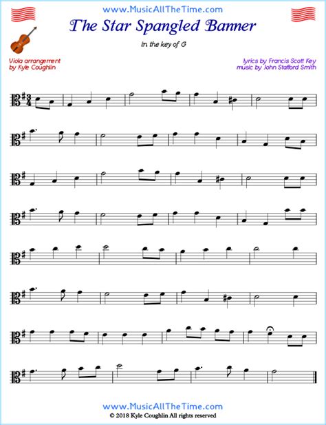 The Star Spangled Banner Viola Sheet Music
