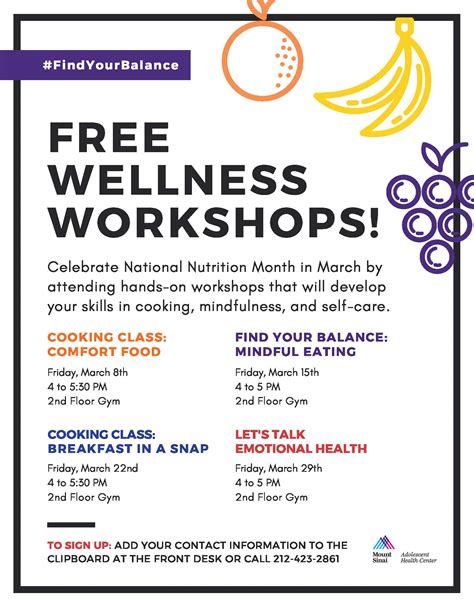 Free National Nutrition Month Wellness Workshops Mount Sinai