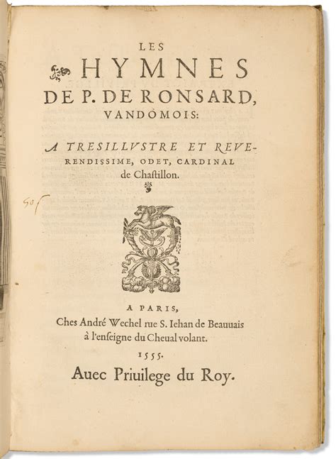Ronsard Pierre De 1524 1585 Les Hymnes De P De Ronsard Vandomois