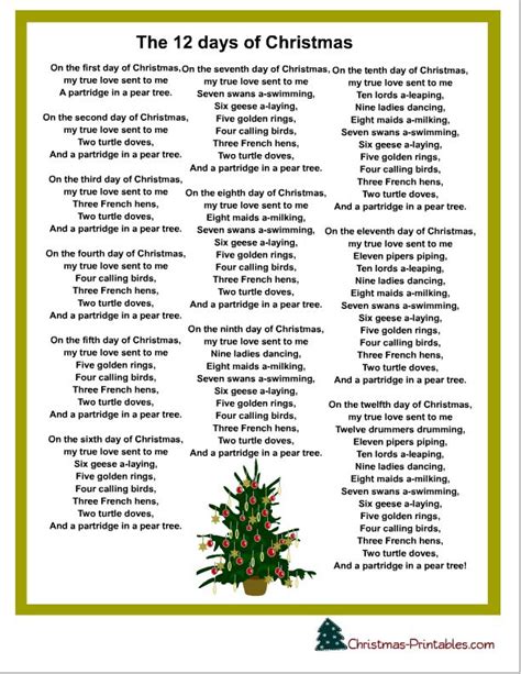 12 Days Of Christmas Lyrics Days Of Christmas Song Christmas