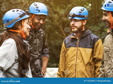 Team Building Outdoor In The Forest Stock Photo Image Of Green Hiker