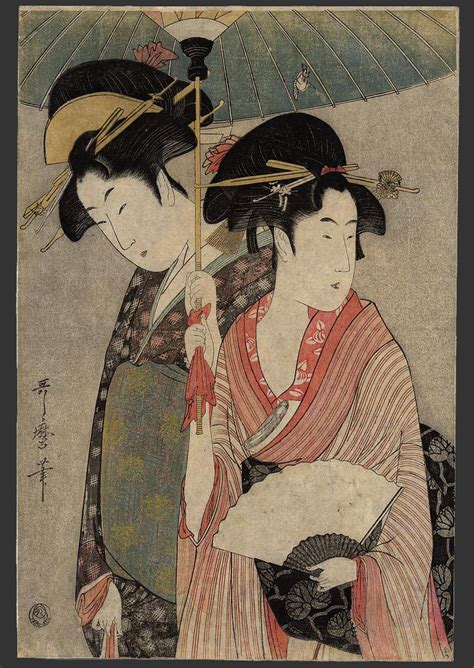 Kitagawa Utamaro Two Beauties Under The Same Umbrella The Art Of