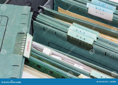 Close Up File Folders In A Filing Cabinet Stock Photo Image Of Close