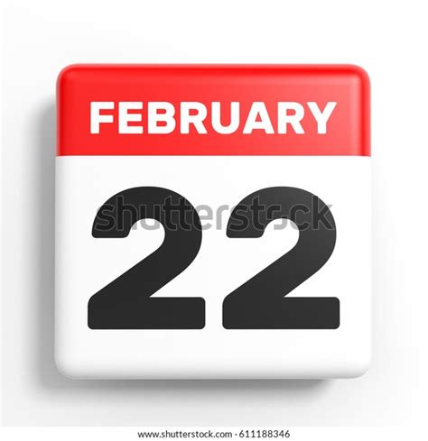 February 22 Calendar On White Background Stock Illustration 611188346