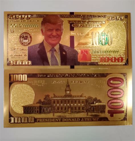 Trump Gold Plated One Thousand Dollar Bill The Maga Mall