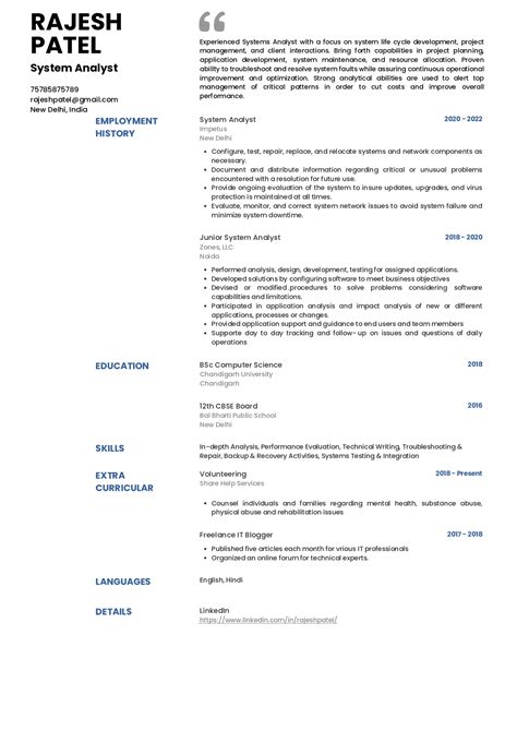 Sample Resume Of System Analyst With Template Writing Guide Resumod Co