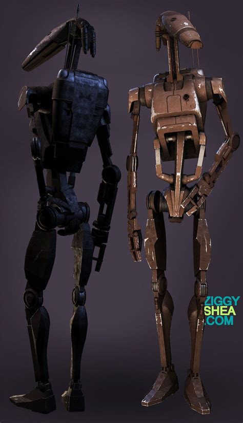 Two Robots Are Standing Next To Each Other On A Dark Background With