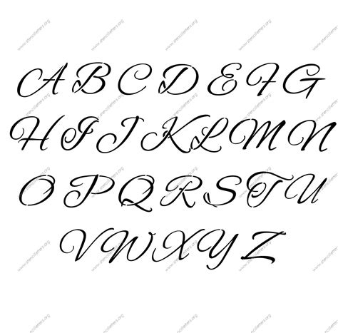 Flowing Cursive Uppercase And Lowercase Letter Stencils A Z 14 To 12