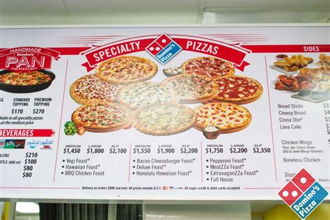 Dominos Pizza Menu With Price List Jamaica Rambut Hitam