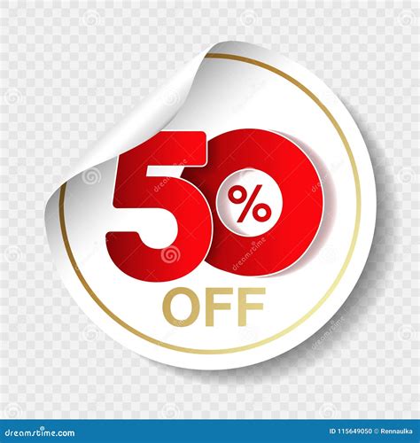 Vector Special Sale Offer White Tag With Red 50 Off Discount Offer