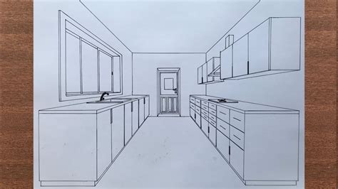 How To Draw A Kitchen In 1 Point Perspective Youtube