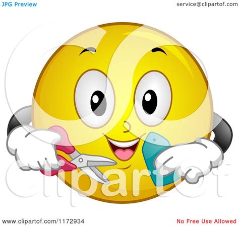 Cartoon Of A Happy Emoticon Smiley Holding A Sales Tag And
