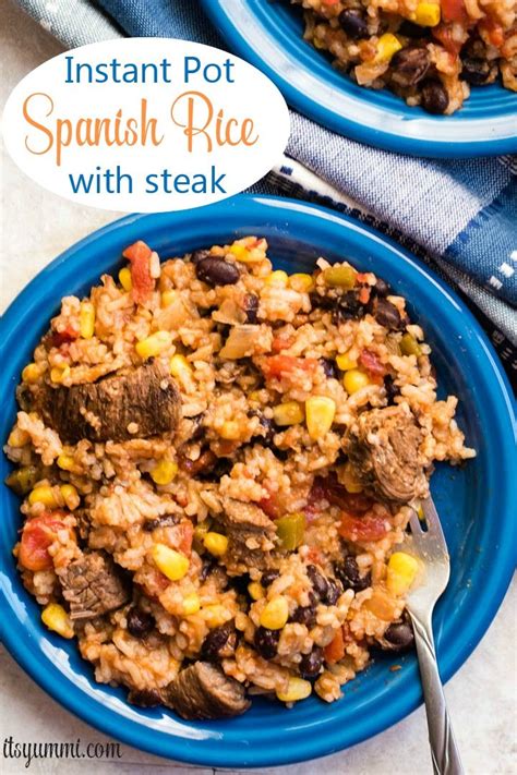 Instant Pot Spanish Rice with beef sirloin or flank steak ...