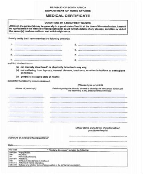 sample medical certificate forms   ms word