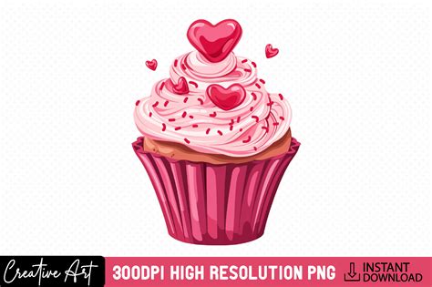 Valentine Cupcakes Clipart Png Graphic By Creative Art · Creative Fabrica