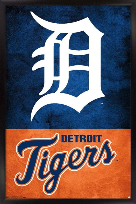 Mlb Detroit Tigers Logo 18 Wall Poster 14725 X 22375 Framed