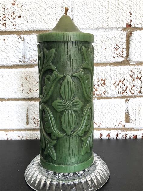 Mid Century Mod Sculpted Pillar Candle Etsy Pillar Candles Mid