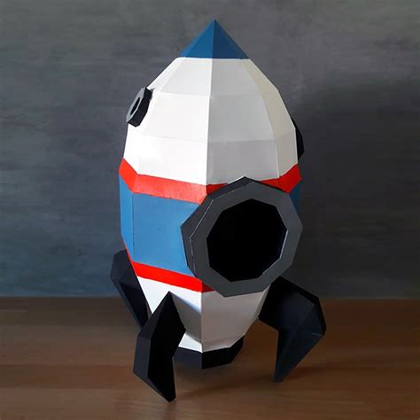 Rocket Papercraft Sculpture Printable 3d Puzzle Papercraft Etsy