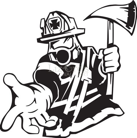 Firefighter Text Sticker Line Art Silhouette Fireman Png Download