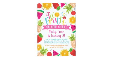 Two Tti Frutti How Cutie 2nd Birthday Invitation