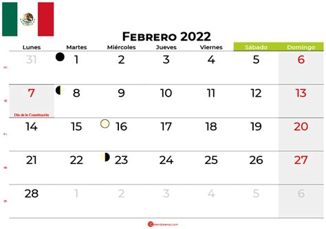 Descargar Calendario Febrero 2022 México Para Imprimir