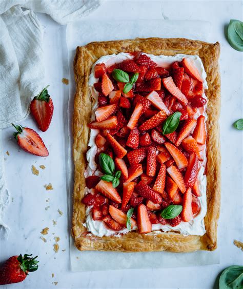 Strawberry Basil And Lime Cream Cheese Tart The Tasty Other