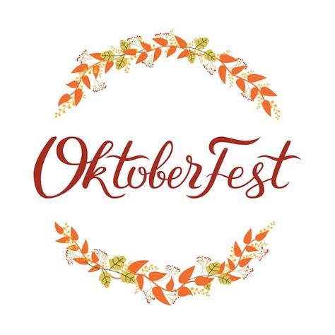 Premium Vector Oktoberfest Handwritten Lettering With Autumn Leaves