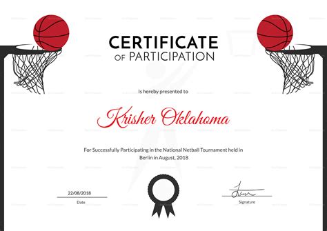 Netball Sports Certificate Design Template In Psd Word