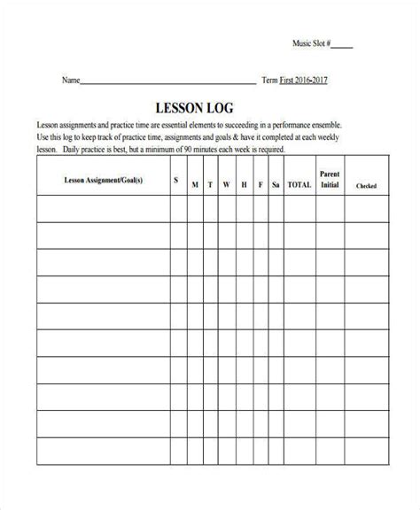 Free 33 Sample Log Templates In Pdf Ms Word