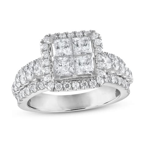 Diamond Engagement Ring 2 12 Ct Tw Princessround 14k White Gold Diamond Rings Diamonds Jared