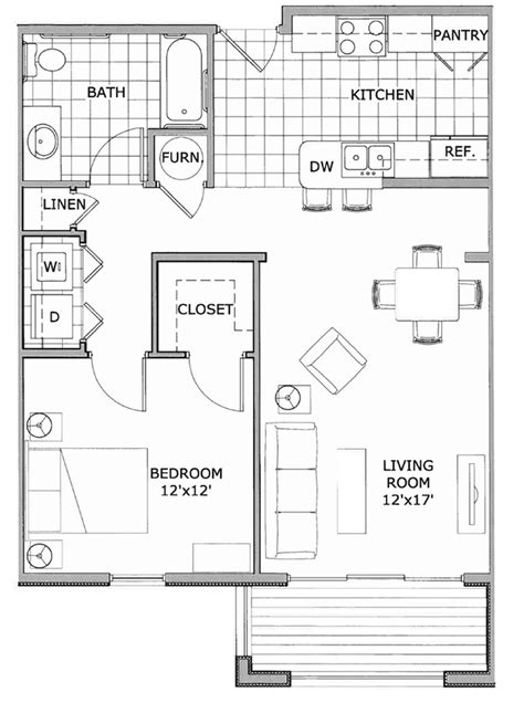 One Bedroom Studio Apartment Floor Plan 1 Bedroom Apartment Floor