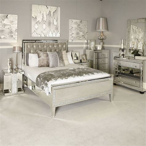 Diamond Glitz Mirrored King Size Bed Picture Perfect Home Crushed