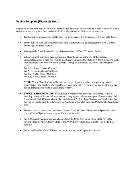 Outline Template Microsoft Word