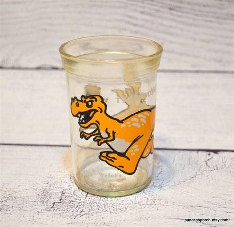 Vintage Welchs Dinosaur Jelly Jar Glass Tumbler 1988 Tyrannosaurus Rex