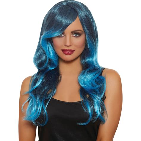 Denimlight Blue Long Ombre Wig Adult Womens Halloween Accessory