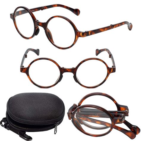 1 Pair Foldable Round Reading Glasses Case Holder Readers Folding Eyeglass Pouch Ebay