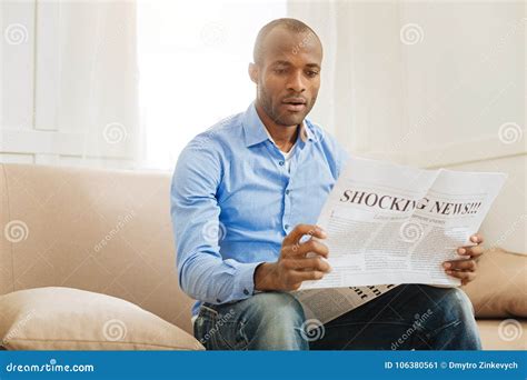 Shocked Man Reading A Newspaper Stock Image Image Of Dayoff