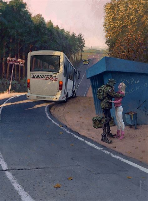 controversial illustrations by waldemar kazak weird russia bus art