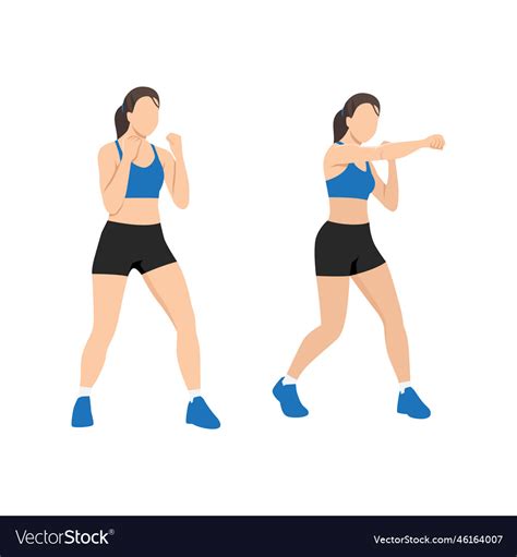 Young Woman Doing Punching Exercises Fitness Vector Image