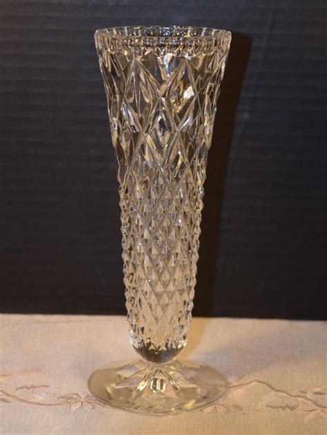 Crystal Champagne Flute Glass Diamond Bud Vase Vintage Crystal Etsy Vintage Crystal Bud