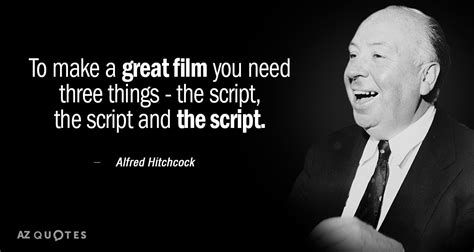 Discover and share the script quotes. Alfred Hitchcock quote: To make a great film you need three things...