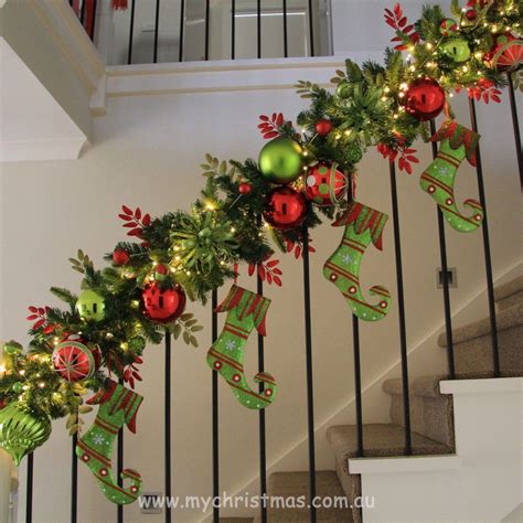 Staircase Garland Design Christmas Banister Christmas Stairs