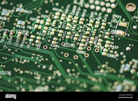 Close Up Of A Motherboard Circuit With Electronic Components Stock