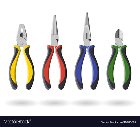 Set Of Three Different Types Pliers And Royalty Free Vector