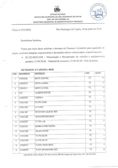 Justificativa Prefeitura Municipal De São Domingos Do Capim