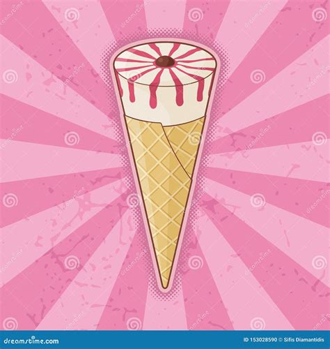 Sugar Cone Ice Cream Stock Vector Illustration Of Fashioned 153028590