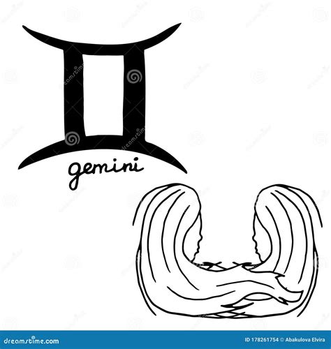 Gemini Zodiac Sign Vector Hand Drawn Illustration Stock Vector
