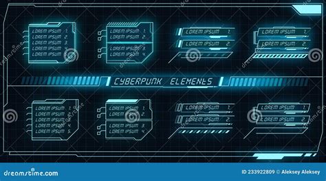 Scifi Futuristic Panel Collection Of HUD Elements GUI VR UI Design