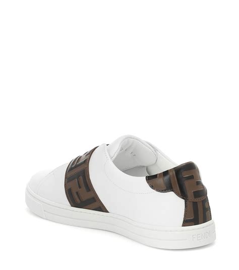 Fendi Leather Buckled Ff Motif Sneakers In White Save 54 Lyst